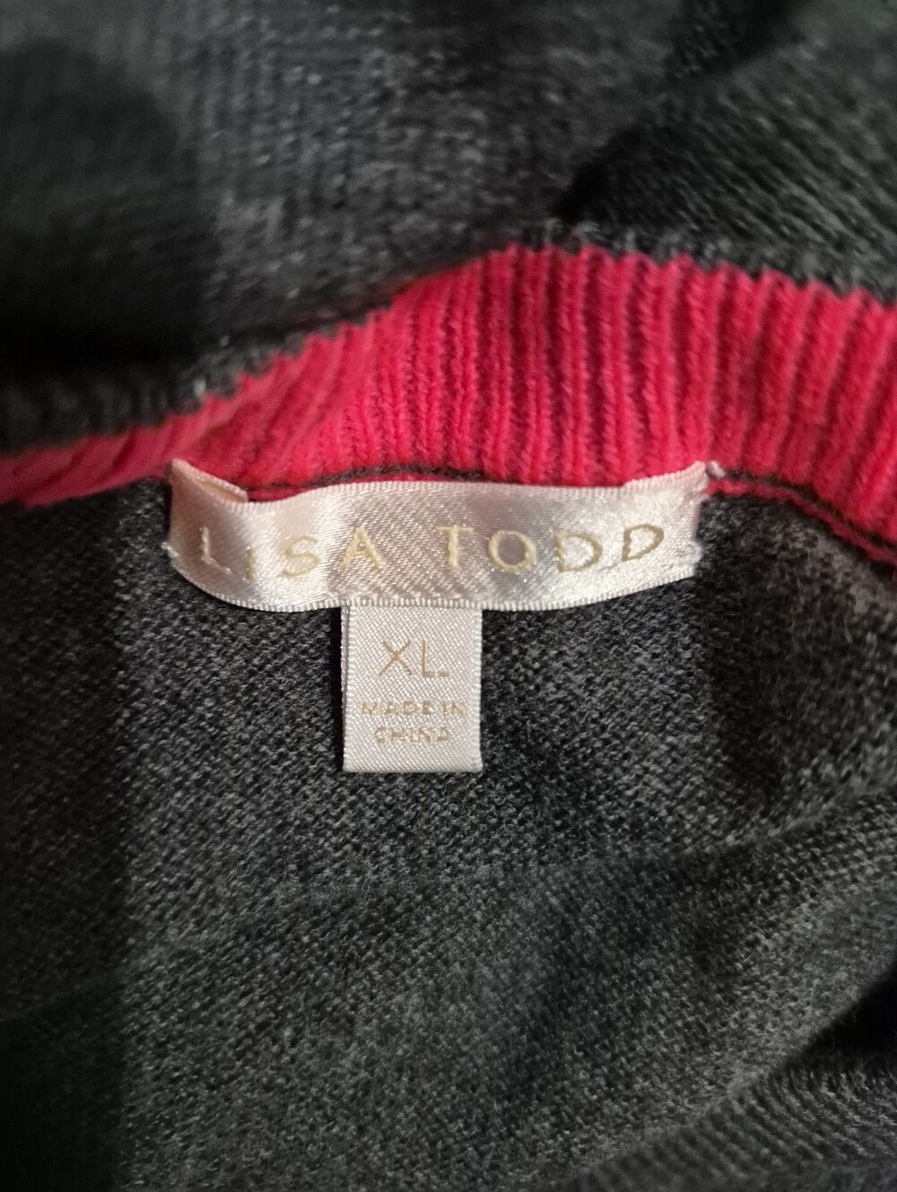 Lisa Todd XL Cashmere Blend All You Need Is Love Graphic Sweater Gray - Picture 5 of 8